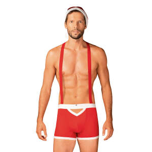 Obsessive - Sexy Mister Claus - Kerst - Short - Bretels - Muts - Rood