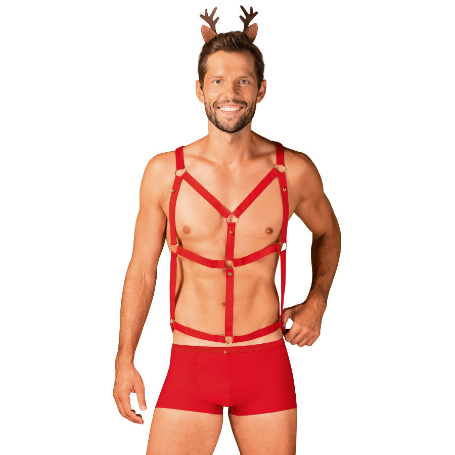 Obsessive - Mr Reindeer - Kerst - Short - Harnas - Gewei - Rood