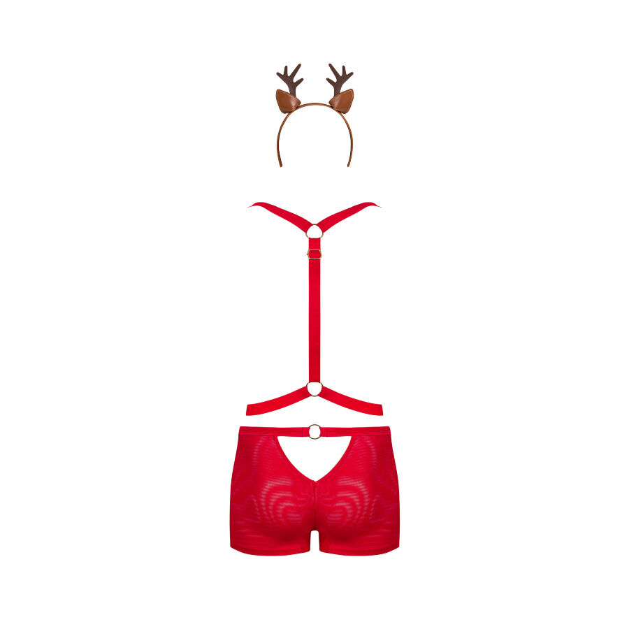 Obsessive - Mr Reindeer - Kerst - Short - Harnas - Gewei - Rood - Afbeelding 4