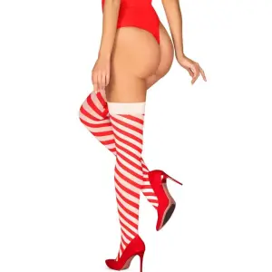 Obsessive - Kerst Kousen - Hold-up - Rood-Wit