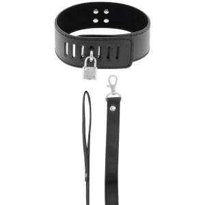 Darkness - Collar en Leash - Met Slotje - Zwart