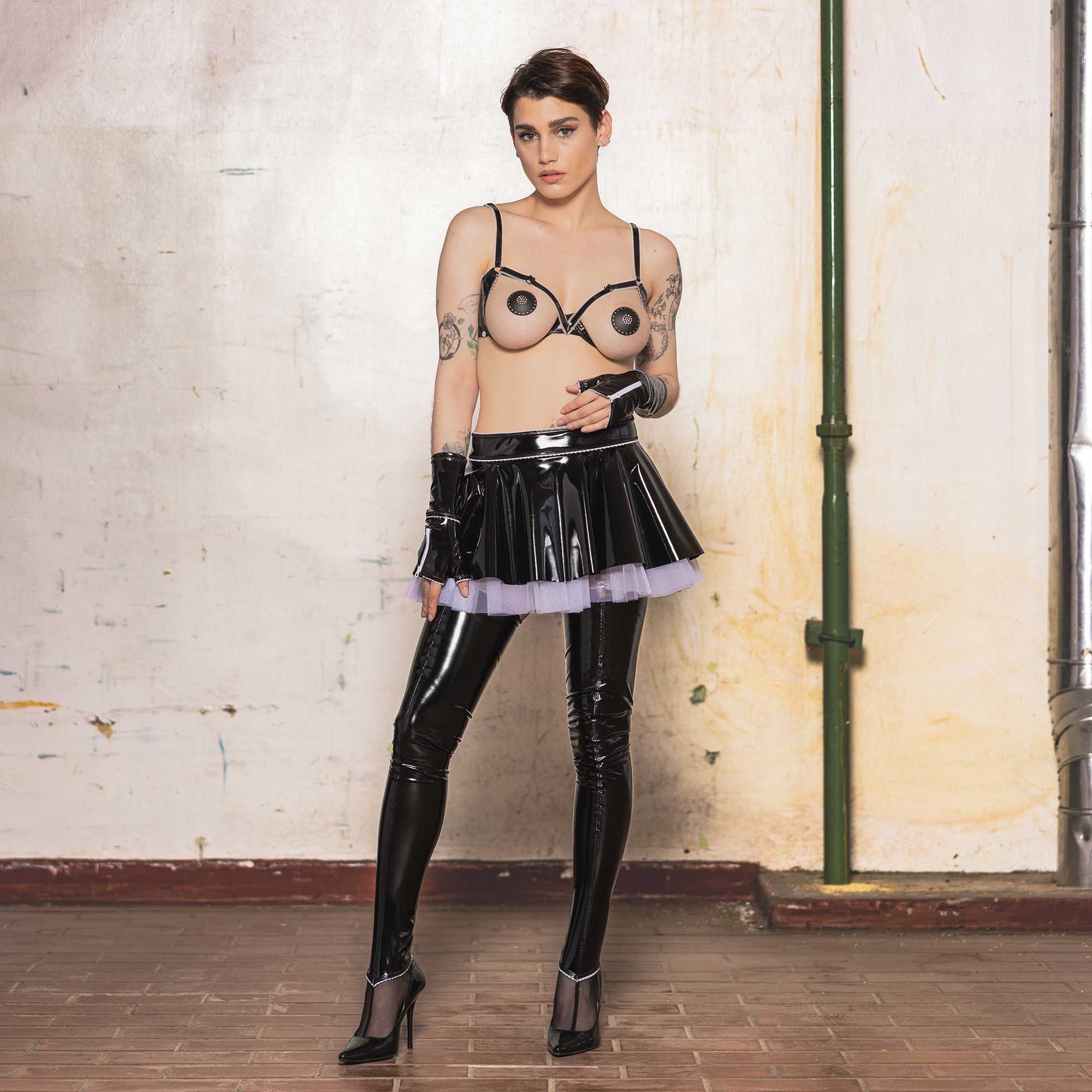 Patrice Catanzaro - Flocon - Petticoat Rokje - Lak - Zwart - Afbeelding 4