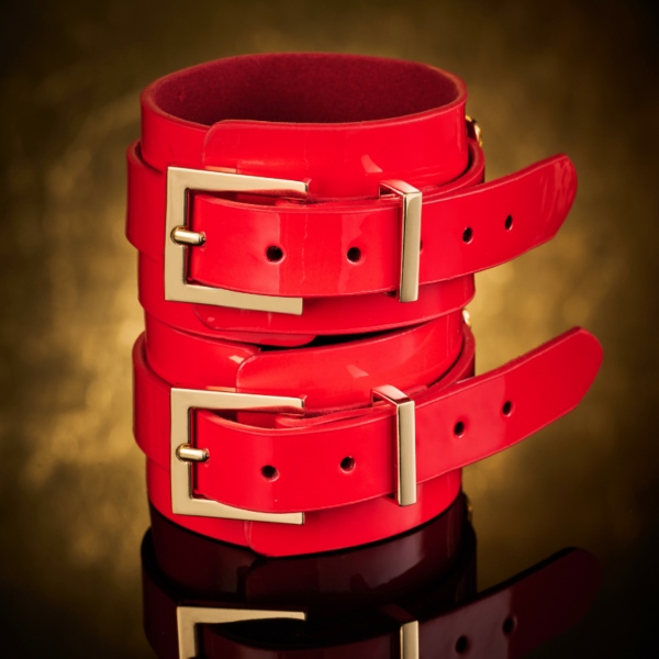 Kinky Diva - Vegas Sinners - Rode Lak Enkelboeien met Goud - Afbeelding 3