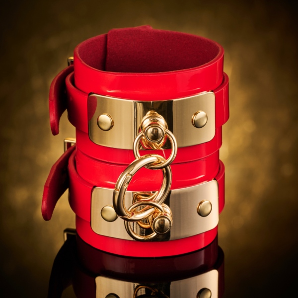 Kinky Diva - Vegas Sinners - Rode Lak Enkelboeien met Goud - Afbeelding 2