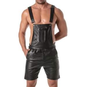 TOF PARIS - Kinky Overall Shorts Long - PU-leer - Zwart