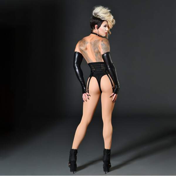 Patrice Catanzaro - Cross Dress - Mme Barbara - Lange Wetlook Handschoenen - Vingerloos - Zwart - Afbeelding 2