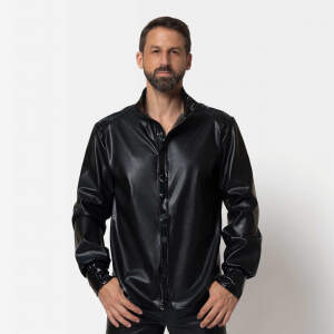 Patrice Catanzaro - Magnus Blouse - Gestreept Lak - PU-leer - Zwart