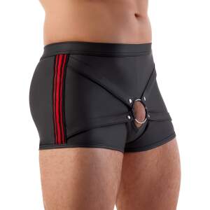 Svenjoyment - Short Showmaster - Rode strepen - Cockring - Neopreen Look - Zwart