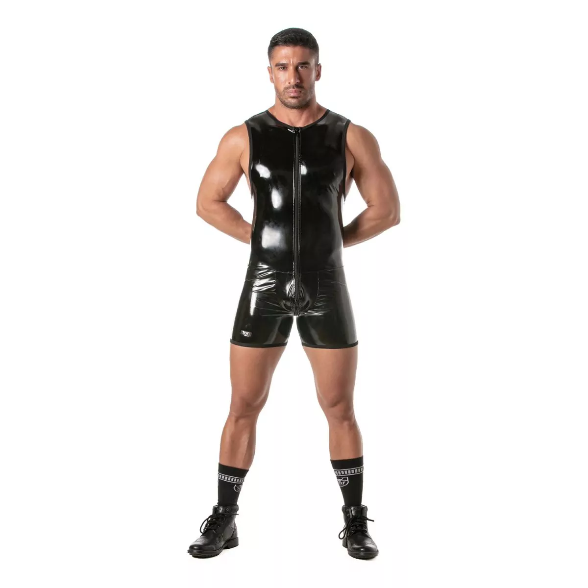 TOF PARIS - Kinky Bodysuit - 3-delige Rits - Lak - Zwart - Afbeelding 3