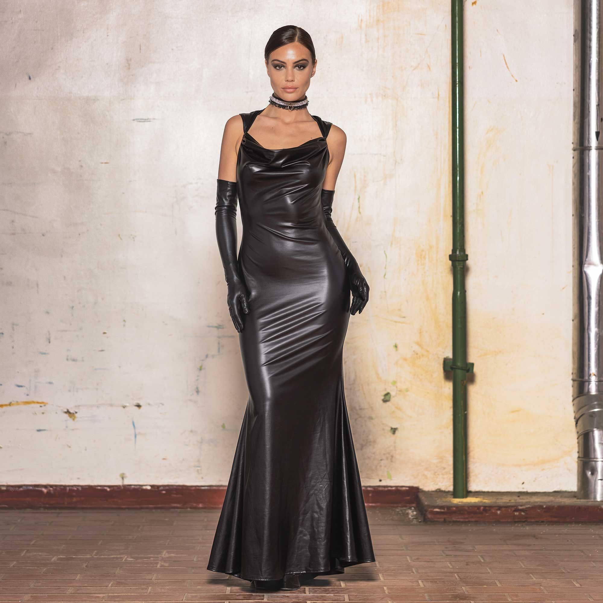 Patrice Catanzaro - Gaelle Robe - Avondjurk - Wetlook - Zwart - Afbeelding 4