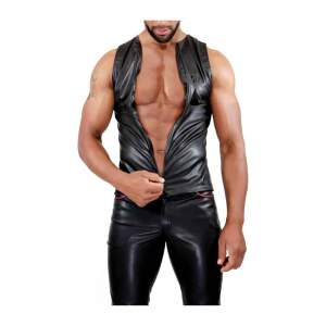 TOF PARIS - Zipped Tank Top - PU-leer - Zwart