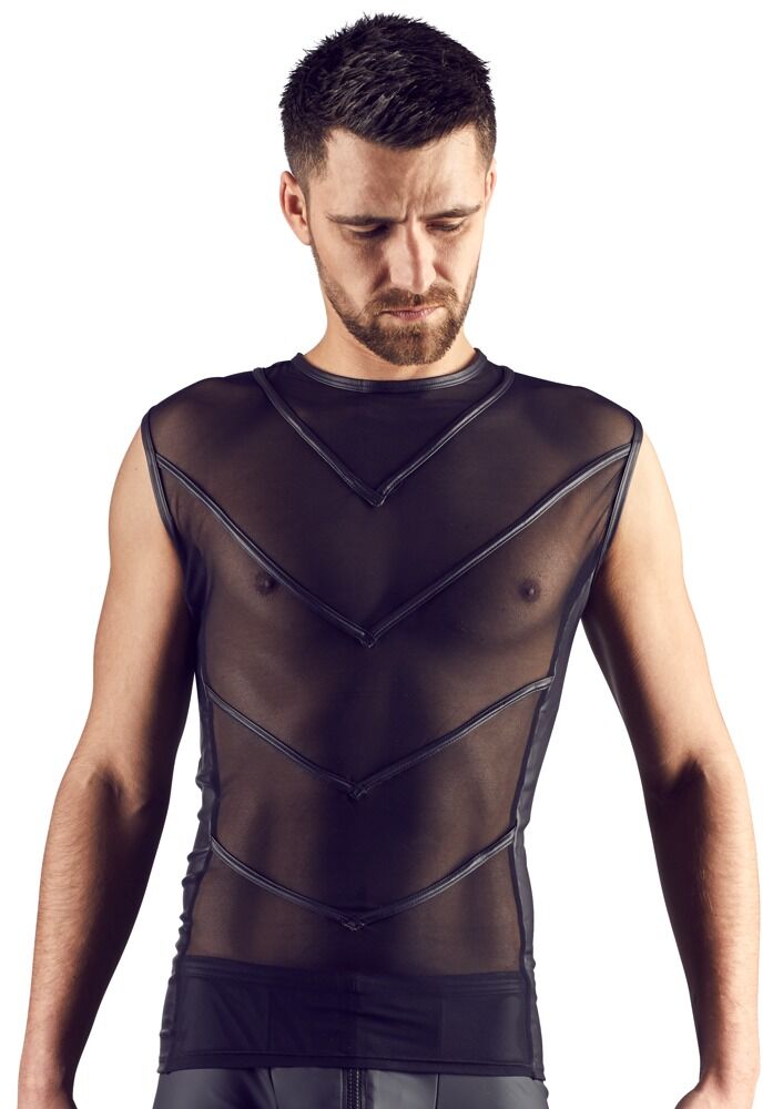 Svenjoyment - Shirt - Mouwloos - Gaas - Wetlook - Zwart