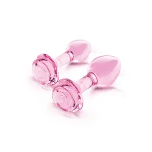 b-Vibe - Pink Roses - Butt Plug Training Set - Glas - Roze