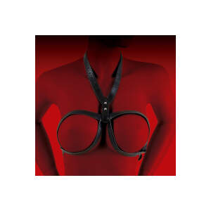 Virgite - Bondage Borst Harnas - PU-leer - Zwart