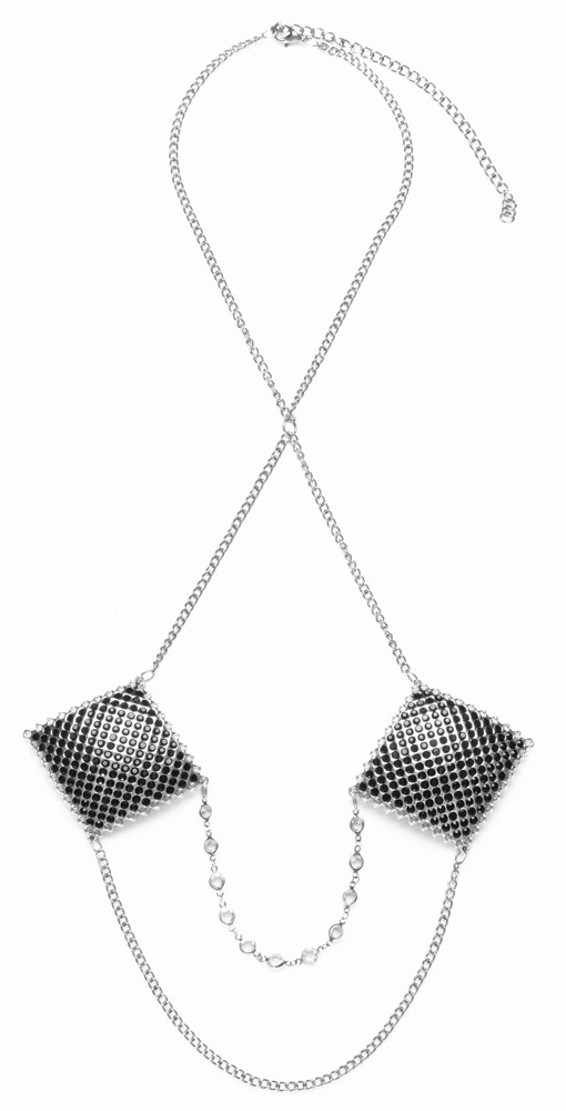 Cottelli - Tepelplakkers - Herbruikbaar - met Ketting - Strass - Zwart - Afbeelding 3
