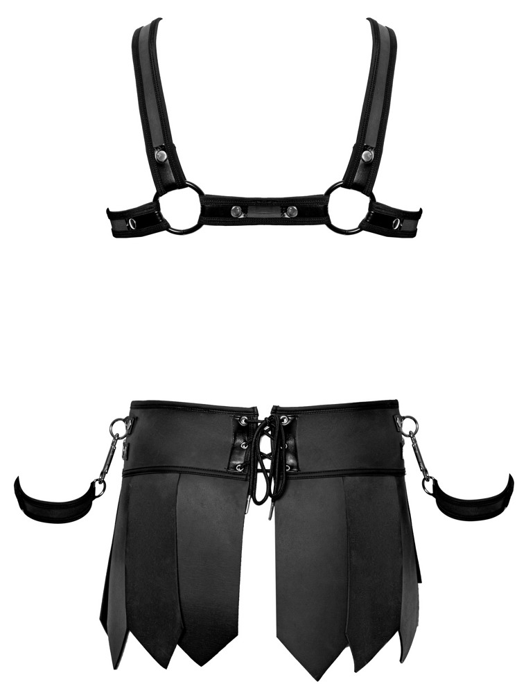 Svenjoyment Underwear - Bondage Set - Warrior Skirt - Harnas - Zwart - Afbeelding 7