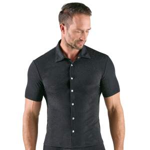 Svenjoyment Glittershirt met kraag en drukknopen front