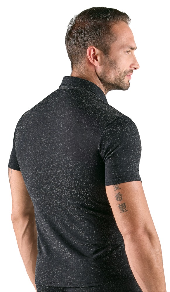 Svenjoyment Glittershirt met kraag en drukknopen zij