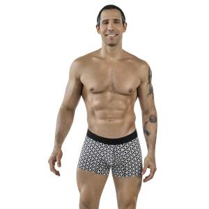 Clever Moda - Cuadricula Trunks - Boxershort - Zacht Microvezel - Brede Band - Print - Wit