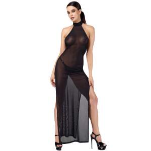 Noir Handmade - F372 - Onyx Twin-slit Long dress - Lurex - Zwart