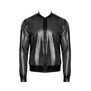 Noir Handmade - H076 - Mayhem - Bomber Jacket - Geperforeerd Wetlook - Zwart