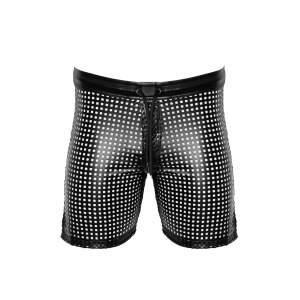Noir Handmade - H077 - Mayhem - Biker Shorts - Bermuda -  Geperforeerd Wetlook - Zwart