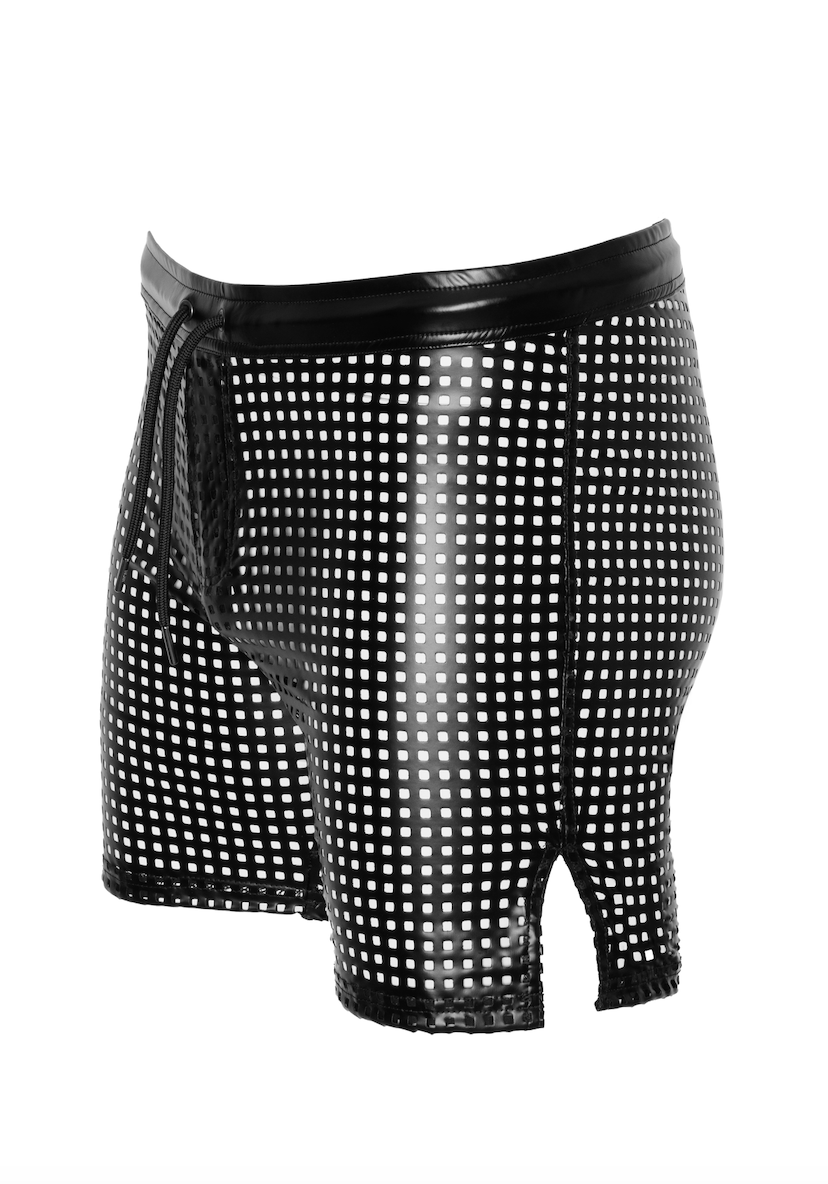 Noir Handmade - H077 - Mayhem - Biker Shorts - Bermuda - Geperforeerd Wetlook - Zwart - Afbeelding 6
