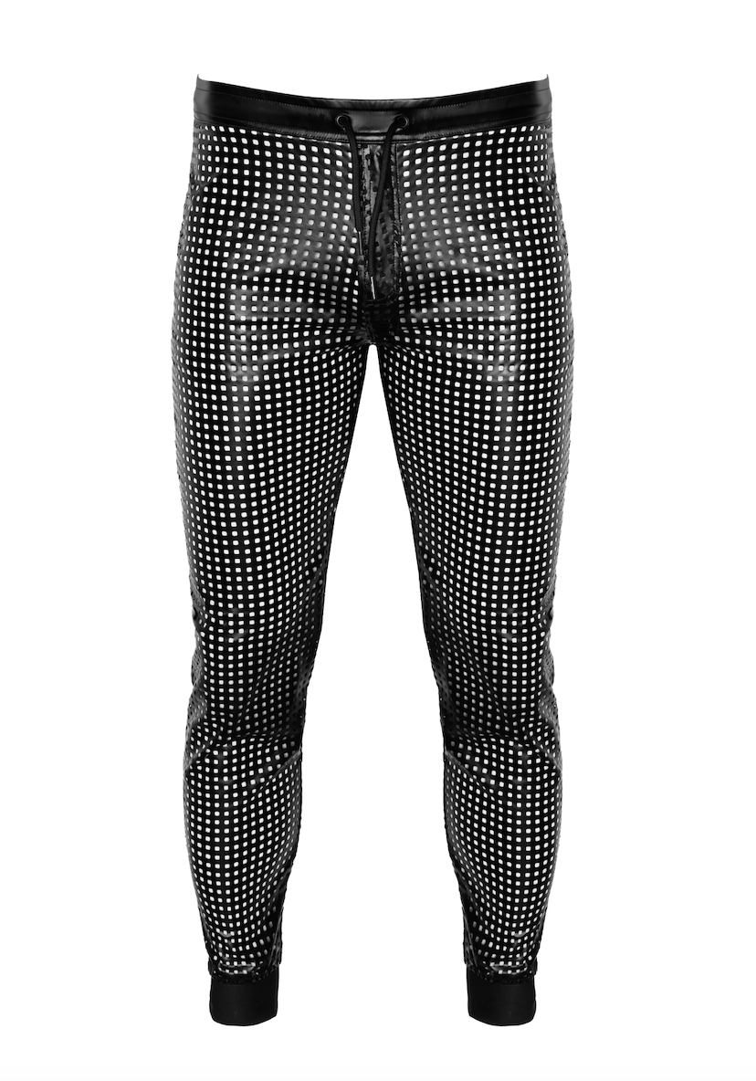 Noir Handmade - H078 - Mayhem - Long Pants - Broek - Geperforeerd Wetlook - Zwart