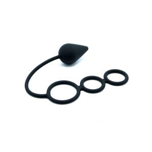 Rimba - Cockring met Butt Plug - Siliconen - Zwart