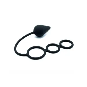 Rimba - Cockring met Butt Plug - Siliconen - Zwart