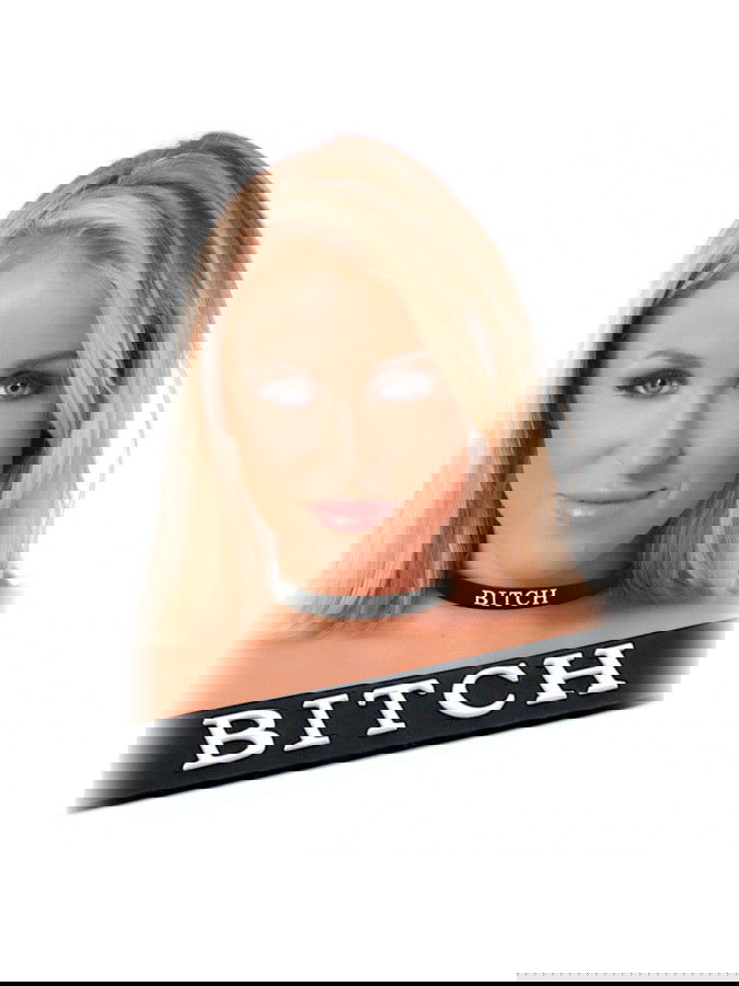 Rimba - Collar - BITCH - Verstelbaar - Siliconen - Zwart