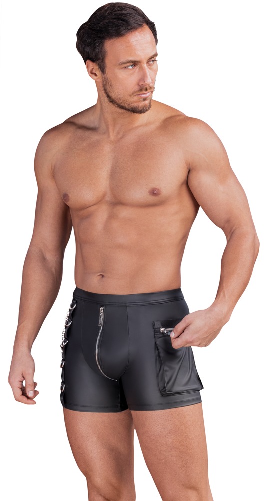 NEK - Wetlook Short - Kettingen - Rits - Pocket - Zwart - Afbeelding 2