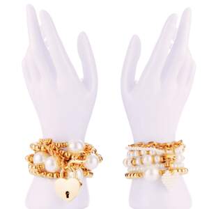 Kinky Diva - Decadence - Armbanden Set 1 + 2 - Goud - Parels