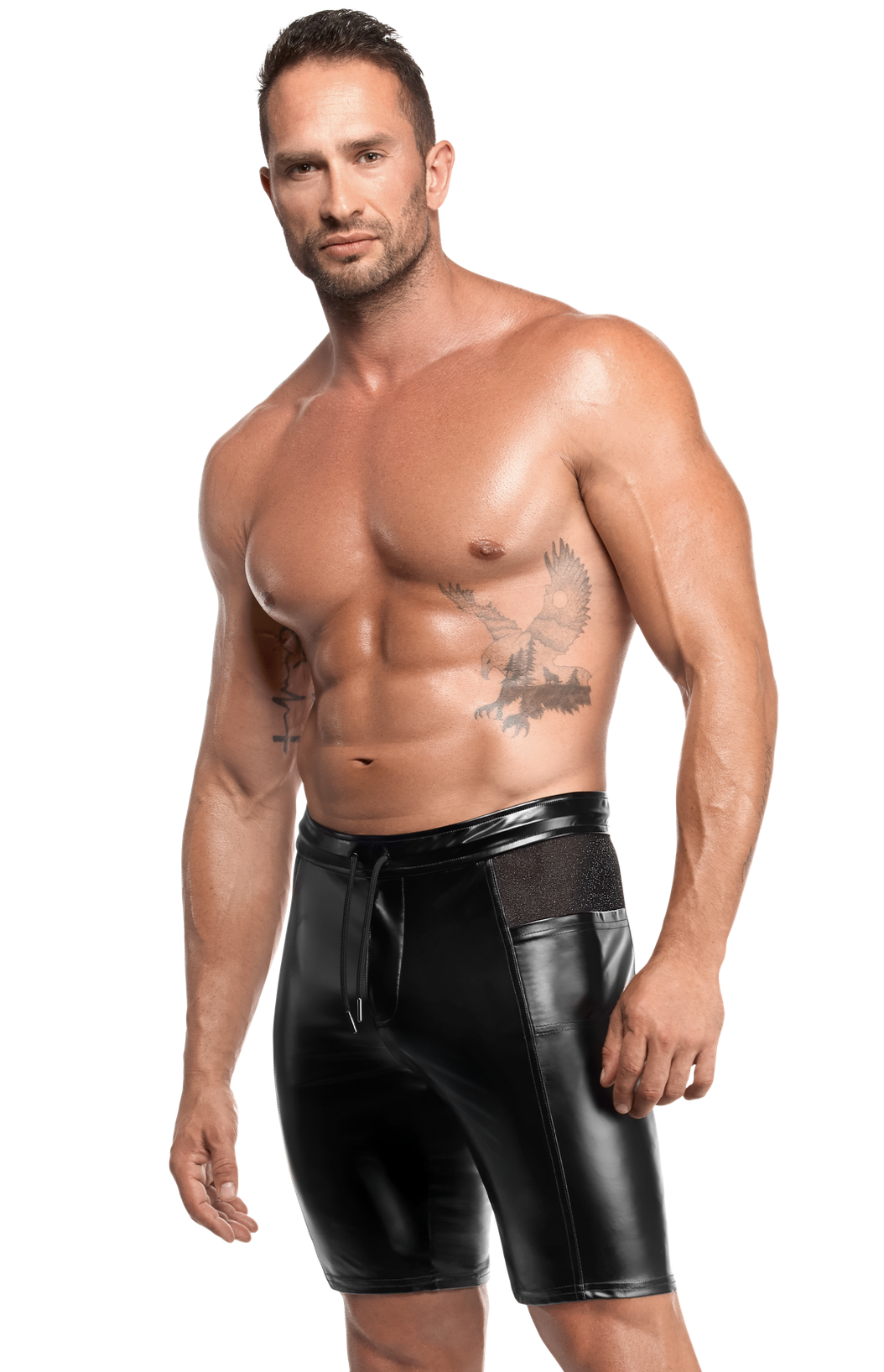 Noir Handmade - H089 - Onyx - Long Short - Wetlook & Lurex - Zwart - Afbeelding 2