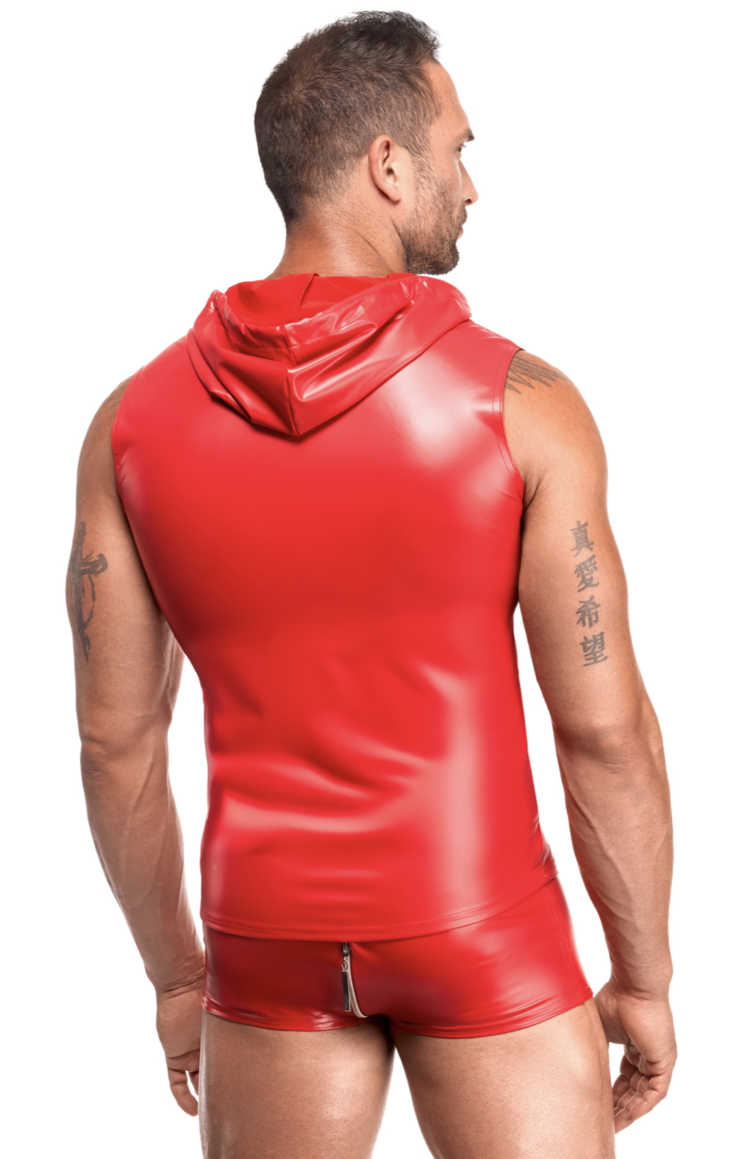 Noir Handmade - H096 - Ignite - Hooded Shirt - Wetlook - Rood - Afbeelding 4