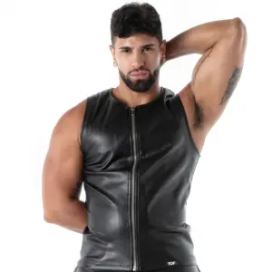 TOF PARIS - Kinky Zipped Tank Top - PU-leer - Zwart