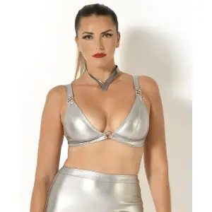 Patrice Catanzaro - Bralette Celestra - PU-leer - Zilver - Metallic