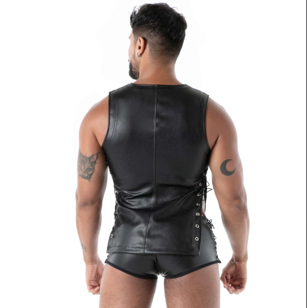 TOF PARIS - Kinky Laced Short - Vetersluitingen - PU-leer - Zwart - Afbeelding 8