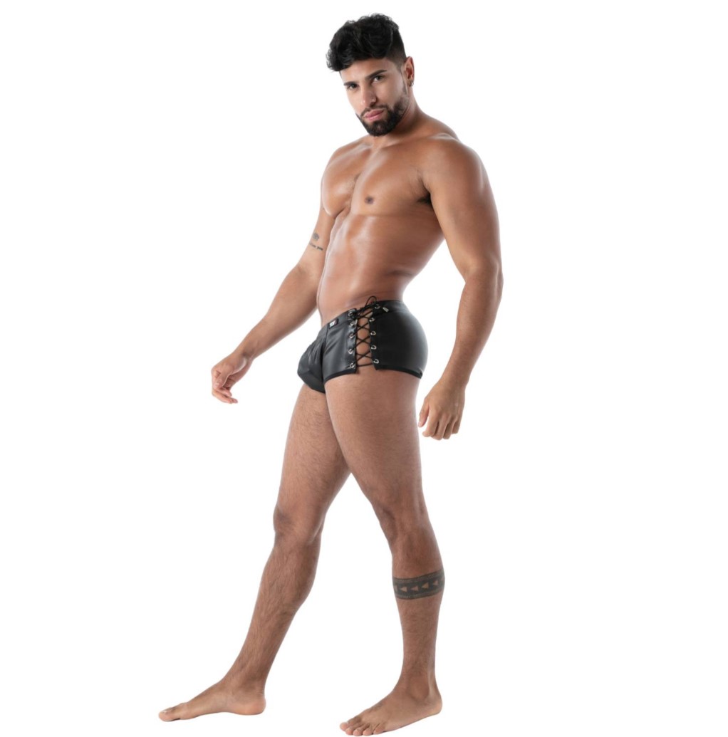 TOF PARIS - Kinky Laced Short - Vetersluitingen - PU-leer - Zwart - Afbeelding 5
