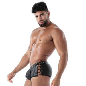 TOF PARIS - Kinky Laced Short - Vetersluitingen - PU-leer - Zwart
