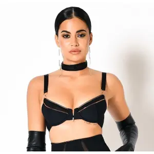 Patrice Catanzaro - Exclusieve BH met Rose Gouden Accenten en Rits - Shapewear - Zwart