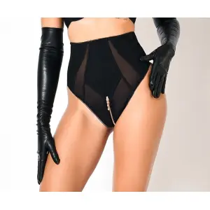 Patrice Catanzaro - Hoge Taillestring met Rose Gouden Rits - Shapewear - Zwart