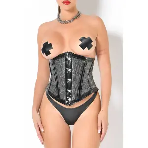 Patrice Catanzaro - Underbuste van Lak met Zilveren Glitter Inzetten - Eiffel Corset