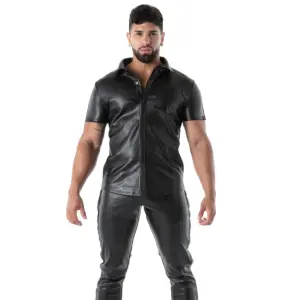 TOF PARIS - Kinky Short Sleeves Shirt - PU-leer - Zwart